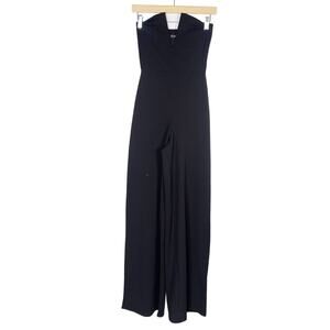 PrettyLittleThing Size 2 Black Strapless Sweetheart Neckline Wide Leg Jumpsuit